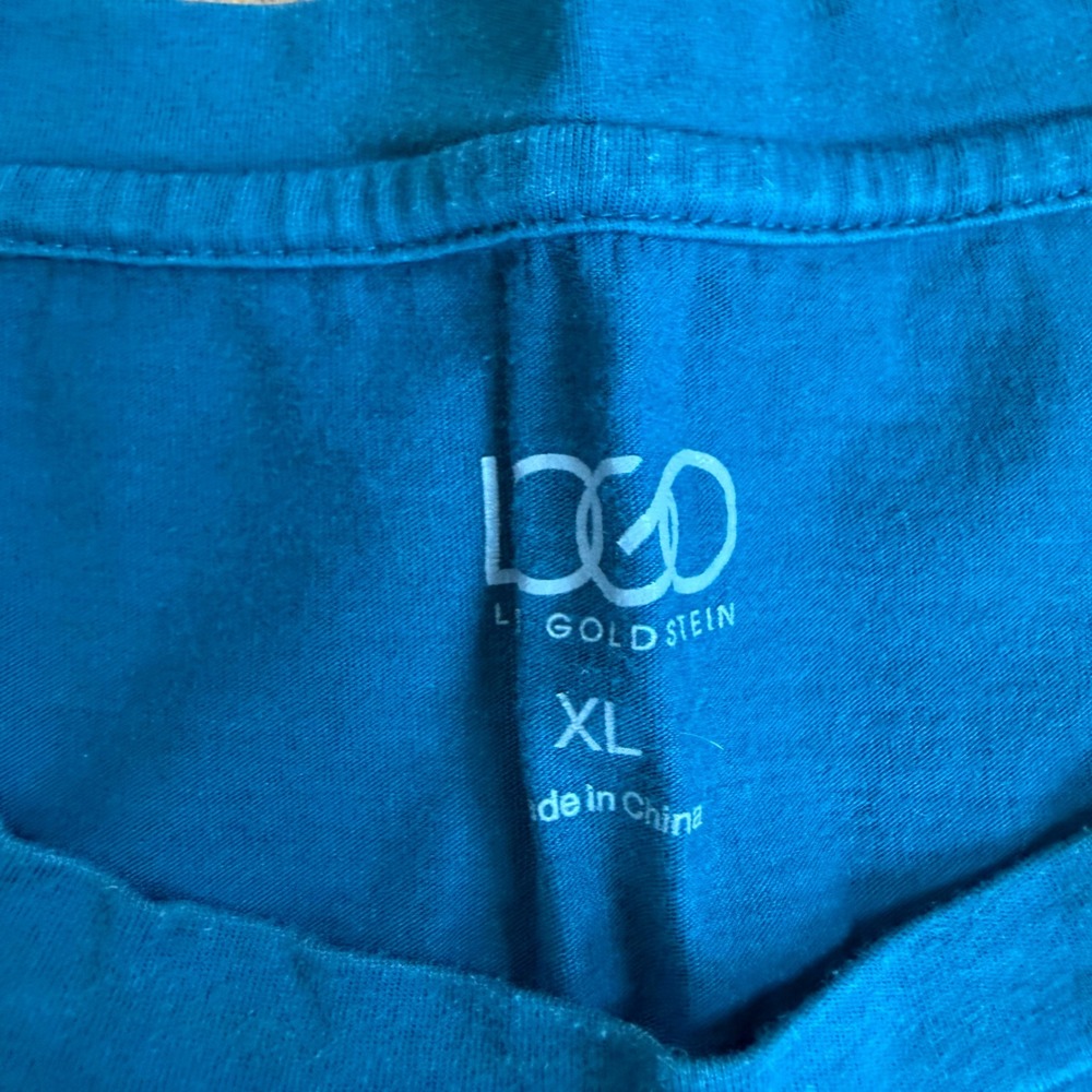 LOGO Lori Goldstein Tunic Women XL Teal 3/4 Sleeve Pocket A203821 Layered Hem - Picture 2 of 10